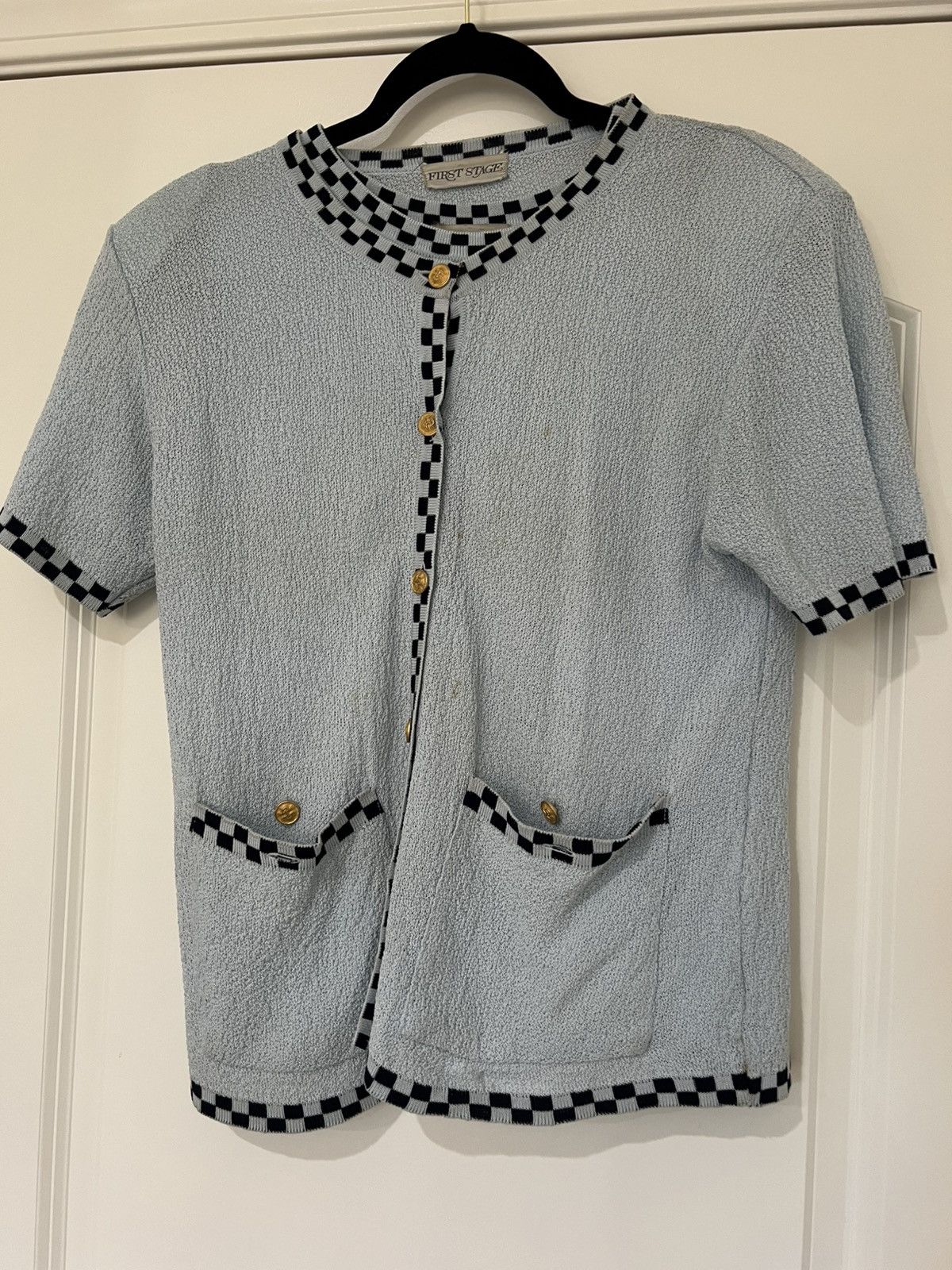 Vintage 80’s 90’s VTG Vintage First Stage Checkered Retro Blouse Size L / US 10 / IT 46 - 2 Thumbnail