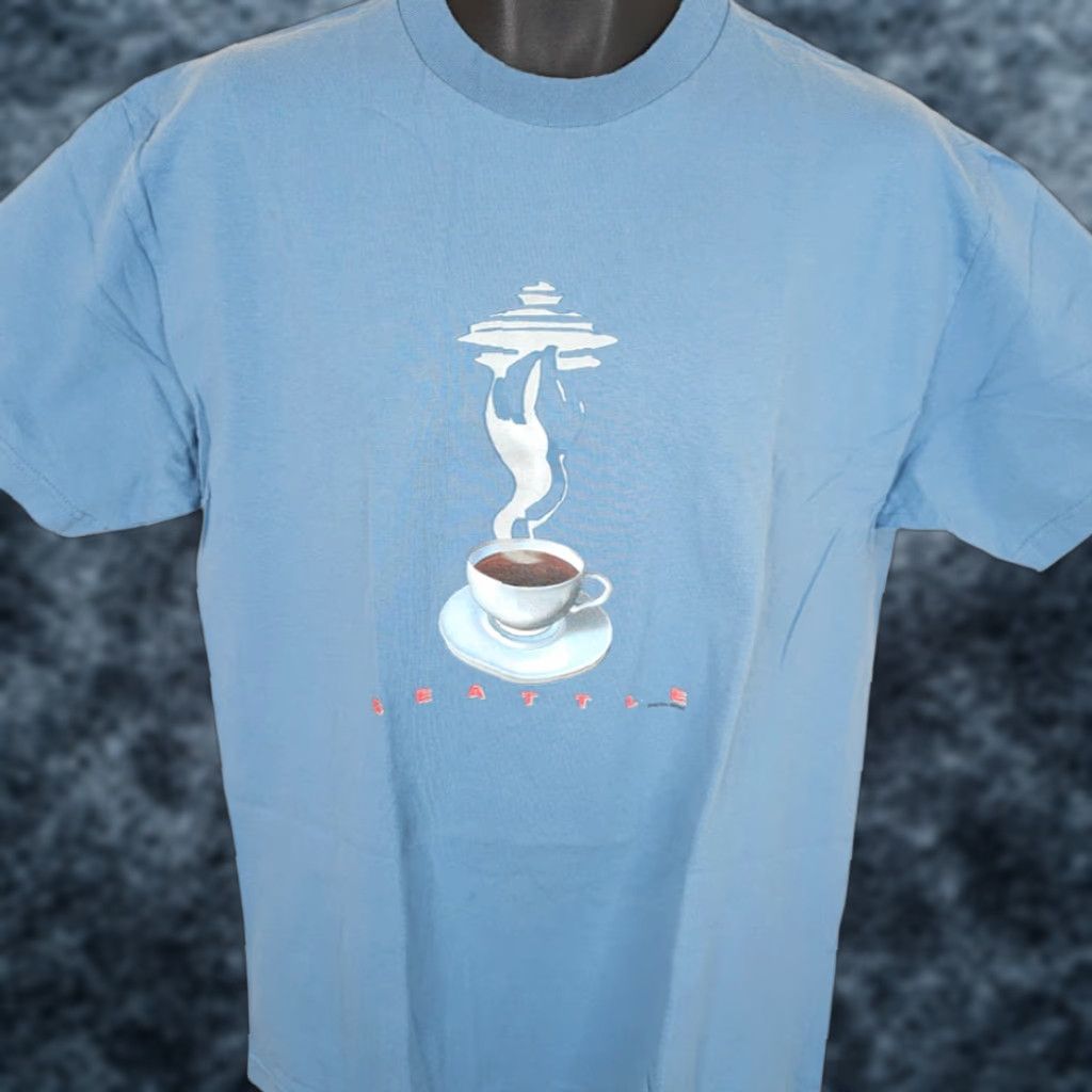 Vintage VINTAGE Seattle Coffee T Shirt Mens Size Large Blue 90s Space Needle Destination Size US L / EU 52-54 / 3 - 1 Thumbnail