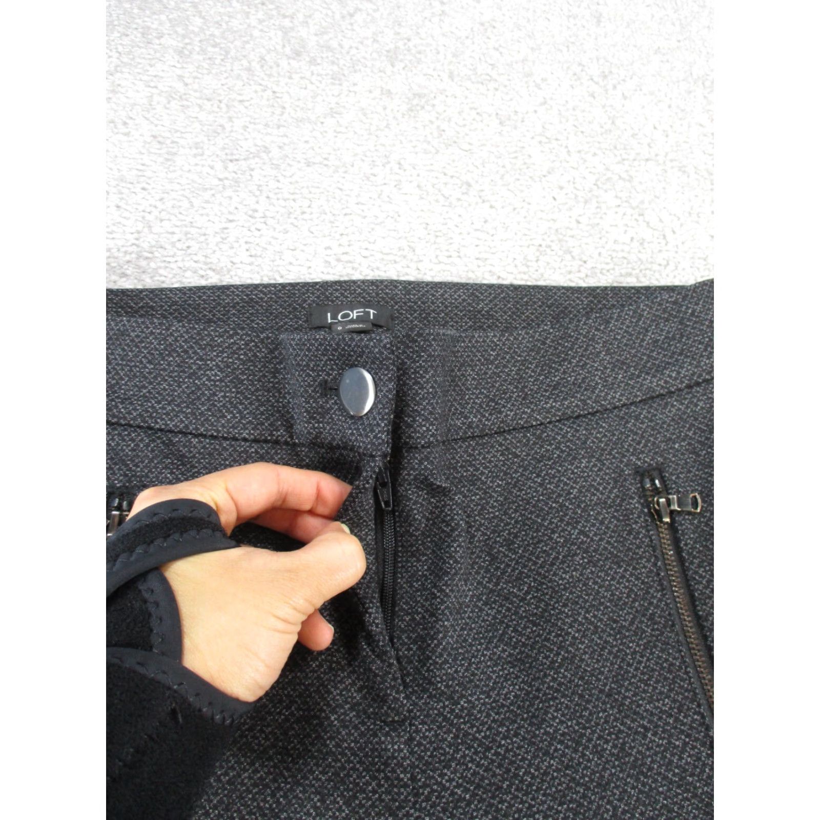 Loft VINTAGE LOFT Pants Womens 0 Dark Gray Zip Pockets Skinny NEW Size 25" / US 0 / IT 36 - 3 Thumbnail