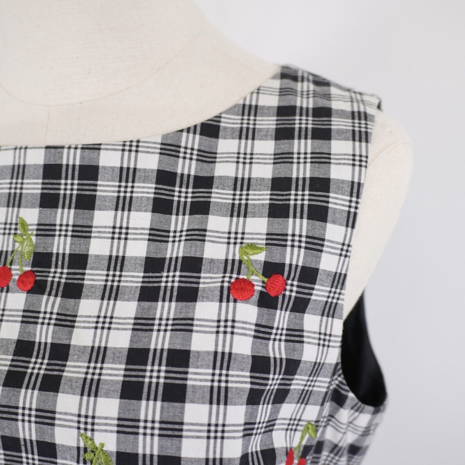 Talbots Talbots Stretch Black White Plaid Cherries Sleeveless Lined Size L / US 10 / IT 46 - 3 Thumbnail