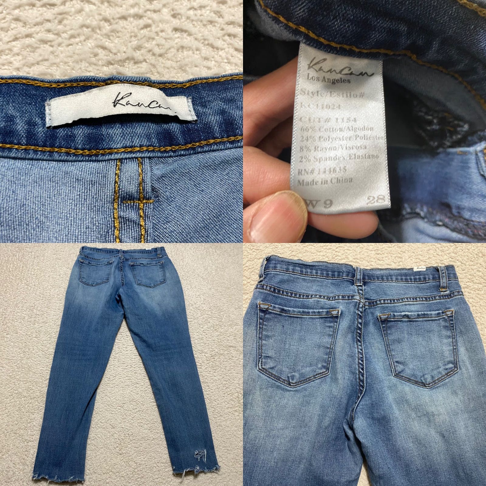 Vintage Kancan Womens Jeans 28 Blue Denim Skinny Mid Rise Distressed Jeans Women XS-28 Medium Wash Size 28" / US 6 / IT 42 - 8 Thumbnail