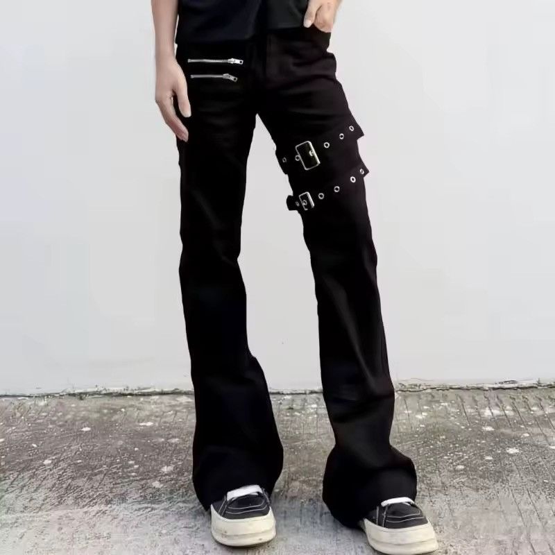 Gothic Punk Trendy Metal Bandage Pants Jeans