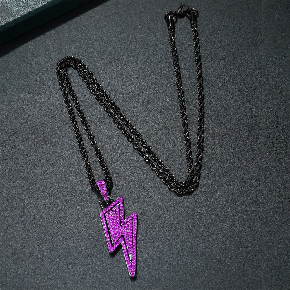 Japanese Brand Purple Lightning Pendant Chain Necklace Size ONE SIZE - 1 Thumbnail
