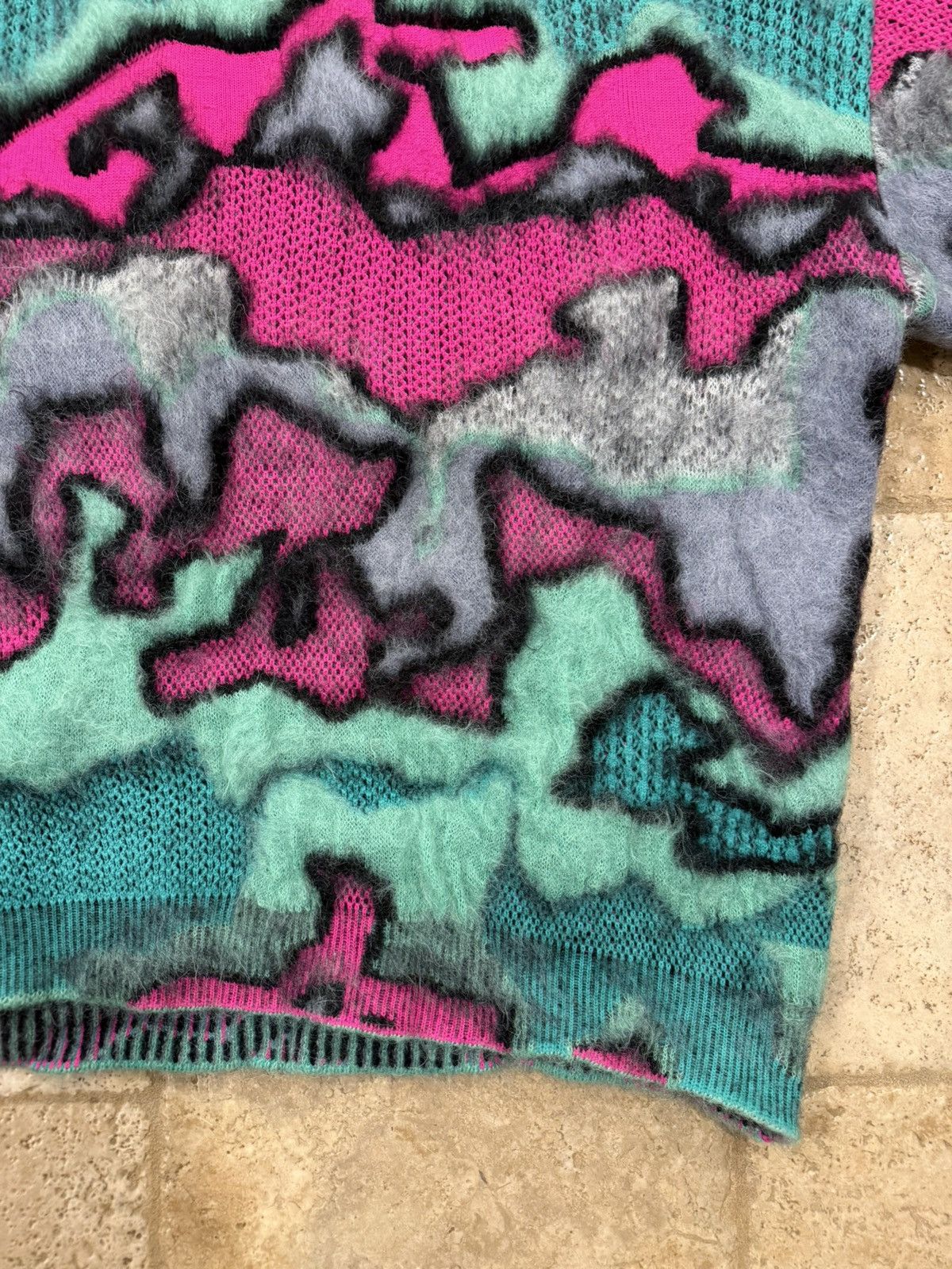 Loewe Loewe Oversized Multi Camo Jacquard-Knit Mohair Crew Sweater Size US S / EU 44-46 / 1 - 7 Thumbnail