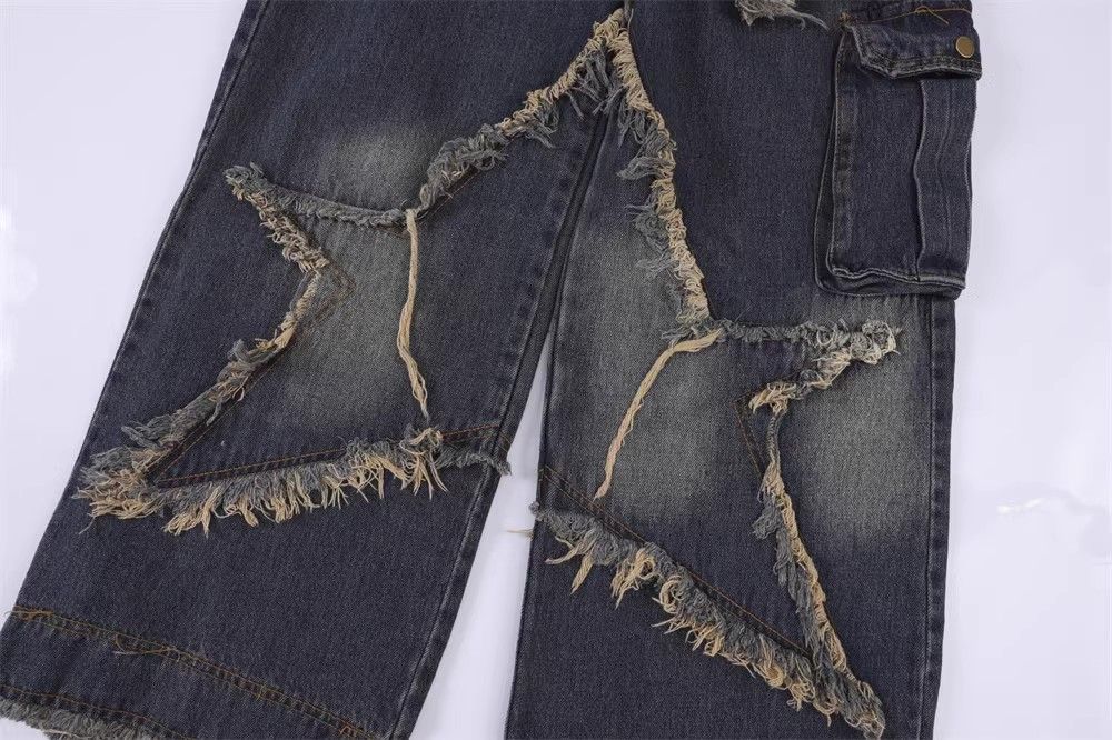 Japanese Brand × Jean Star embroidered straight high street wide leg jeans Size US 32 / EU 48 - 6 Thumbnail