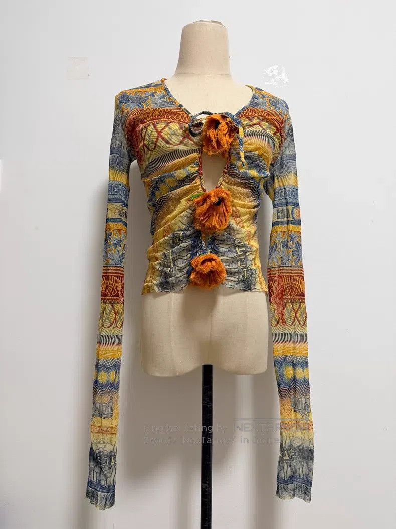 Jean Paul Gaultier Jean Paul Gaultier Printed sheer blouse with vibrant patte Size M / US 6-8 / IT 42-44 - 1 Thumbnail