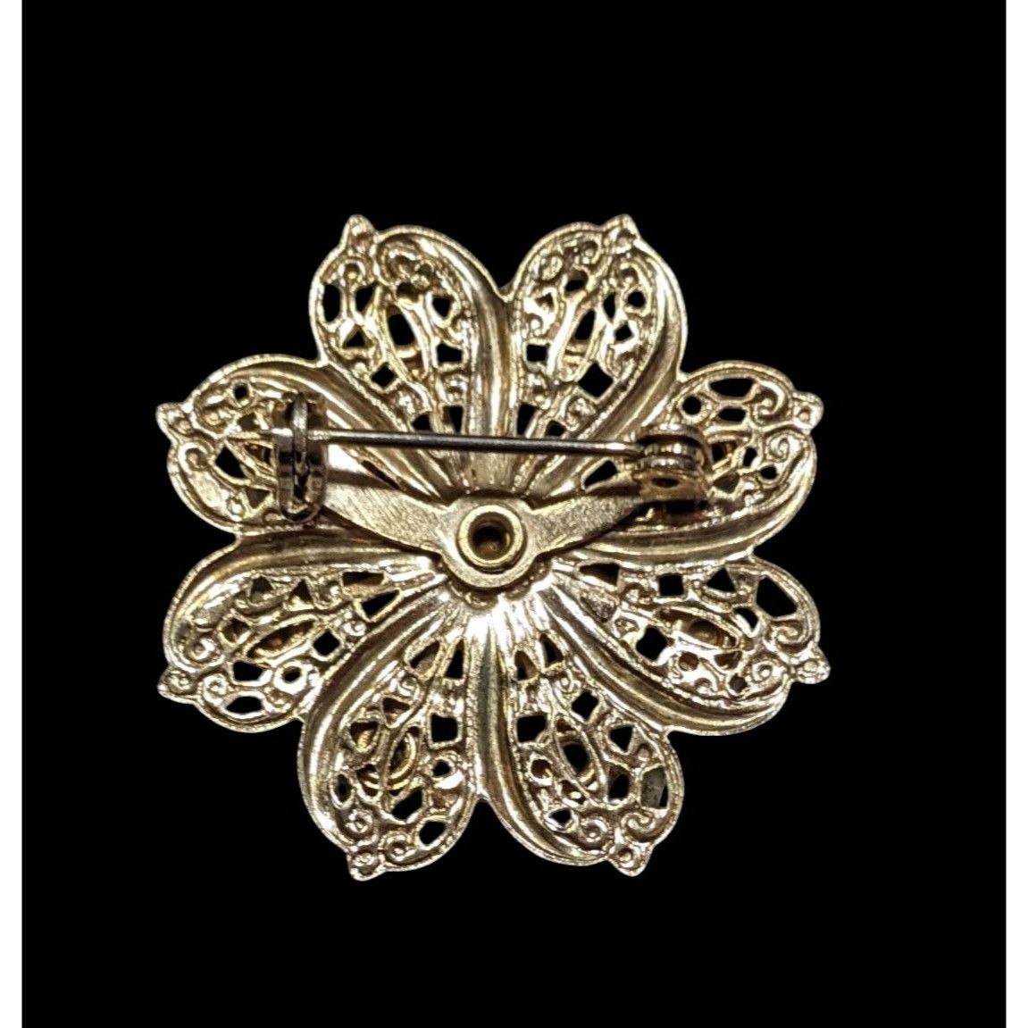 Other Vintage Vampire Red And Gold Tone Floral Gemmed Brooch Size ONE SIZE - 3 Thumbnail