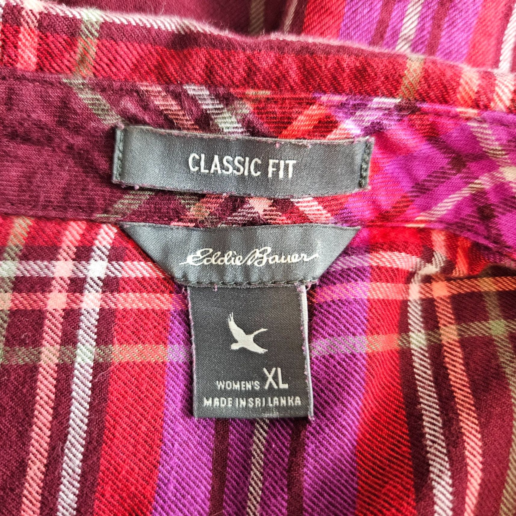 Eddie Bauer Eddie Bauer Womens Button Up Shirt Sz XL Red Purple Plaid Cotton Classic Fit Size XL / US 12-14 / IT 48-50 - 5 Thumbnail