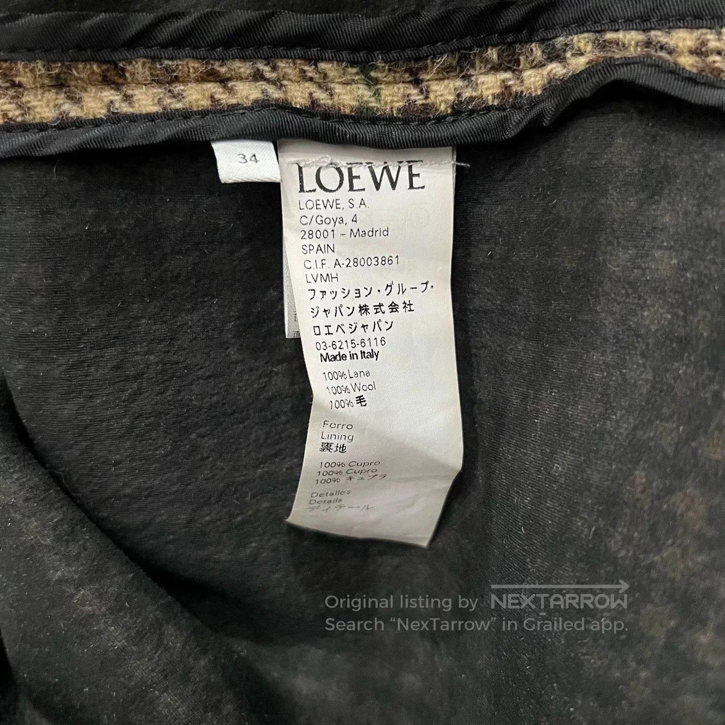 Loewe Loewe Houndstooth Colorblock Wool Coat. Size XXS / US 00 / IT 34 - 5 Thumbnail