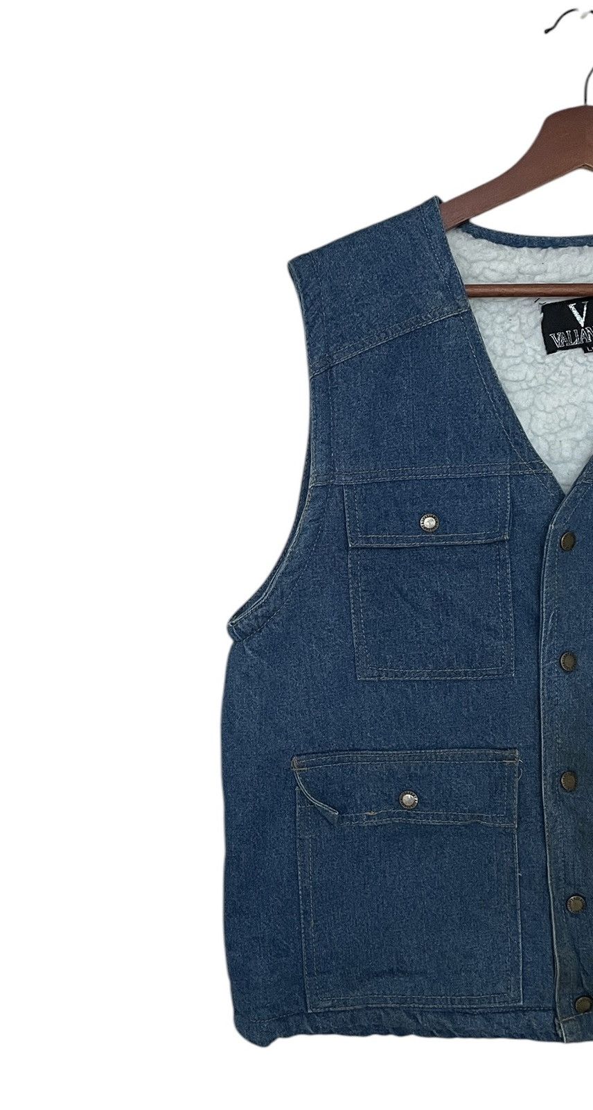 Japanese Brand × Vintage Vintage Brand Valiantas Fur Denim Vest 1990s Size US XL / EU 56 / 4 - 5 Thumbnail