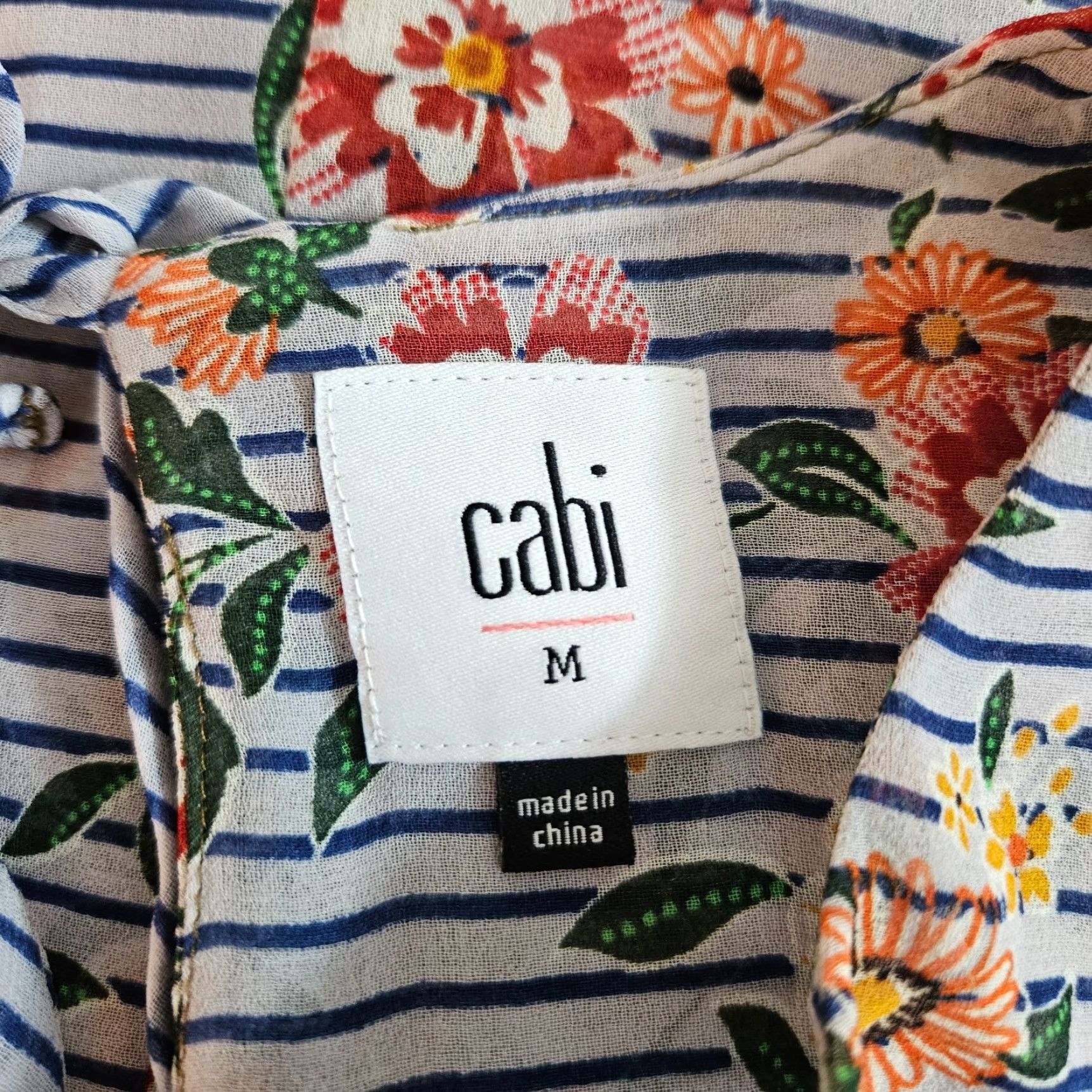 Vintage Cabi Blouse Women's Penelope Top M Green Blue Floral Sleeveless Shirt Casual Spring Summer Fall Womens Size M / US 6-8 / IT 42-44 - 5 Thumbnail