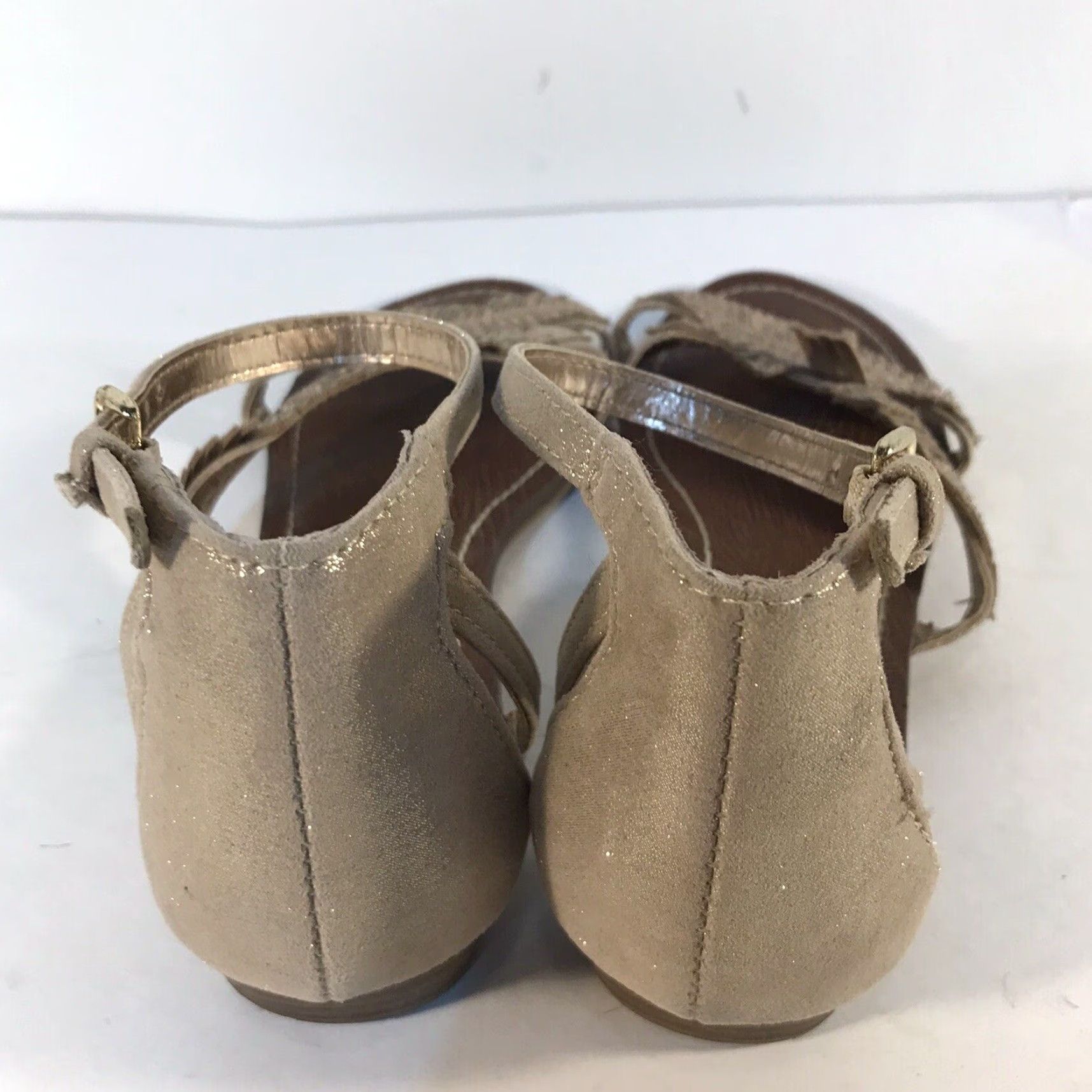 Vintage VINTAGE Carlos By Carlos Santana Flats Women’s Size 7M Gold Glitter Rhinestone Feather Open Toe Casual Size US 7 / IT 37 - 2 Thumbnail