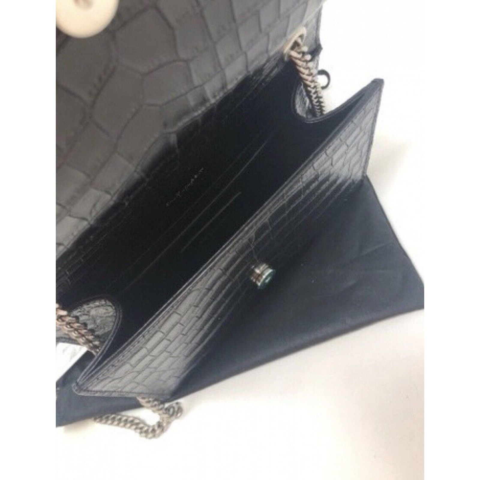 Yves Saint Laurent YSL Saint Laurent Kate Silver Hardware Embossed Croc Tassel Size ONE SIZE - 9 Thumbnail