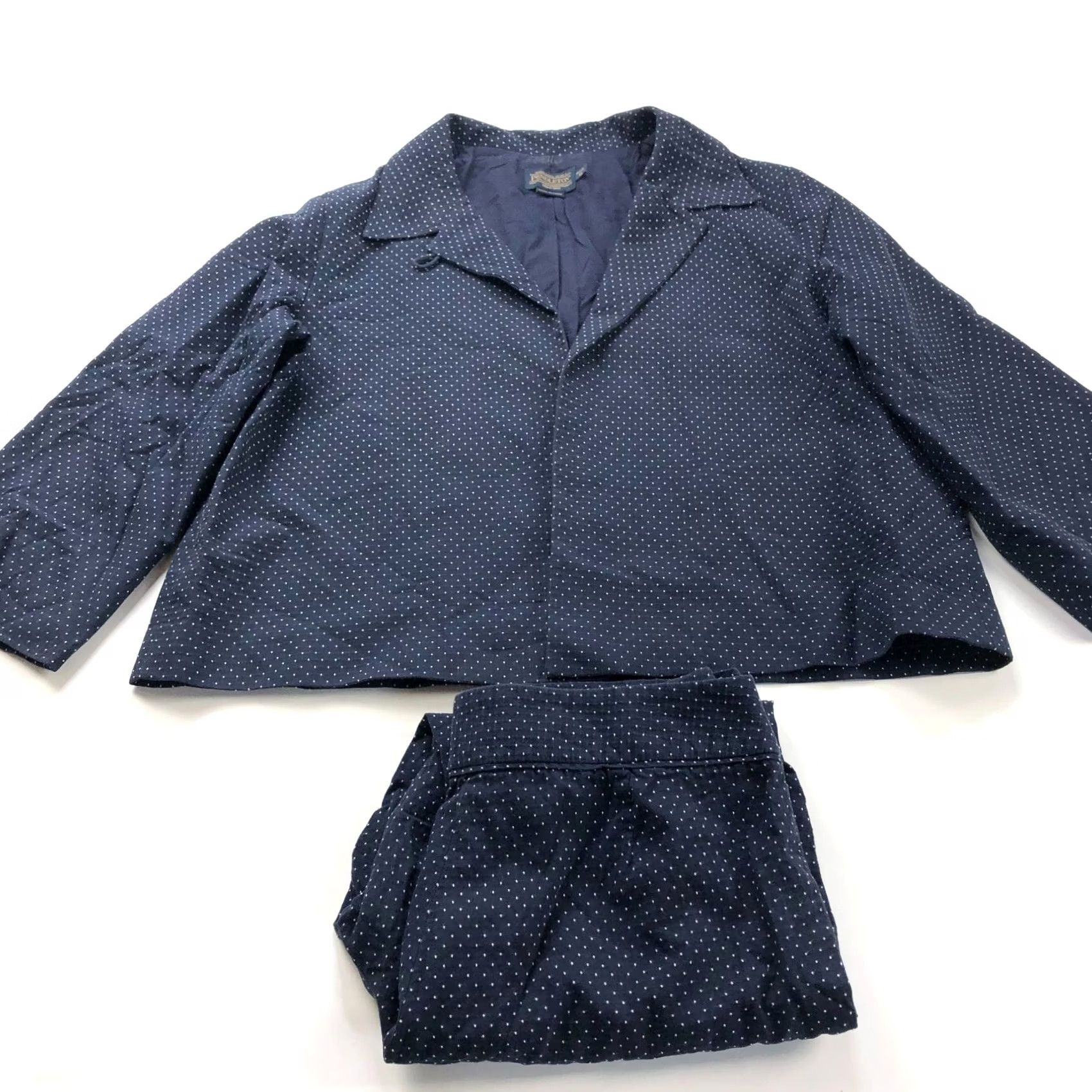 Pendleton Pendleton Blazer Shirt Set Blue Polka Dot 4P Petite 2 Pc Jacket Pants 28W 22L Women Womens Size 27" / US 4 / IT 40 - 2 Thumbnail