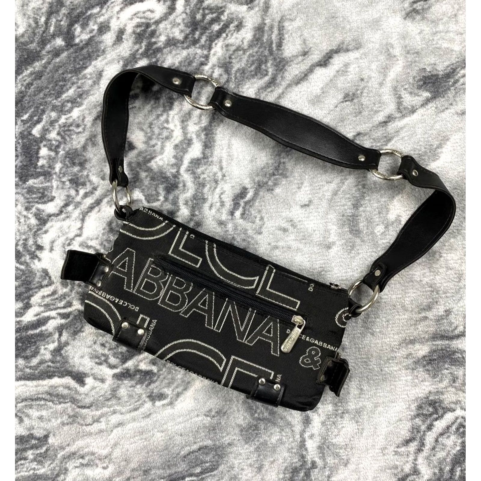 Dolce & Gabbana VINTAGE Dolce&Gabbana DG Logo Bag Shoulder Bag Women Medium Black Leather Canvas Monogram Size ONE SIZE - 2 Thumbnail