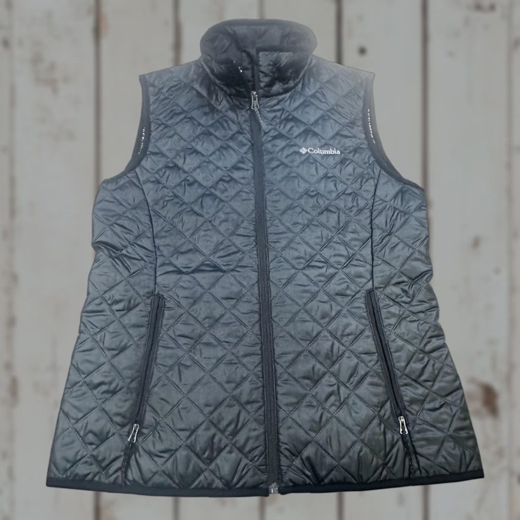 Vintage Columbia Vest Womens Medium Black Omni-Heat Quilted Insulated Full Zip Pockets Size M / US 6-8 / IT 42-44 - 1 Thumbnail