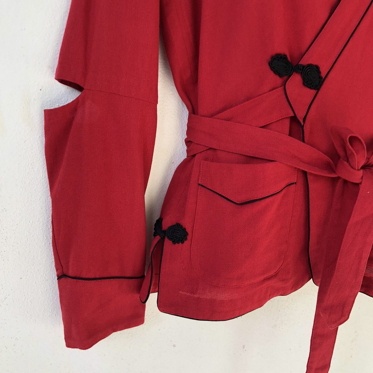 Takahiromiyashita The Soloist. SS17 TheSoloist Red Kimono Jacket with Cut-Out Sleeves Size US S / EU 44-46 / 1 - 11 Thumbnail