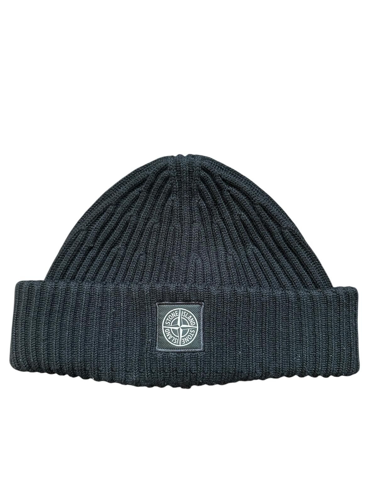 Stone Island Stone Island Black Ribbed Knit Cuffed Beanie with Logo Patch Size ONE SIZE - 2 Thumbnail