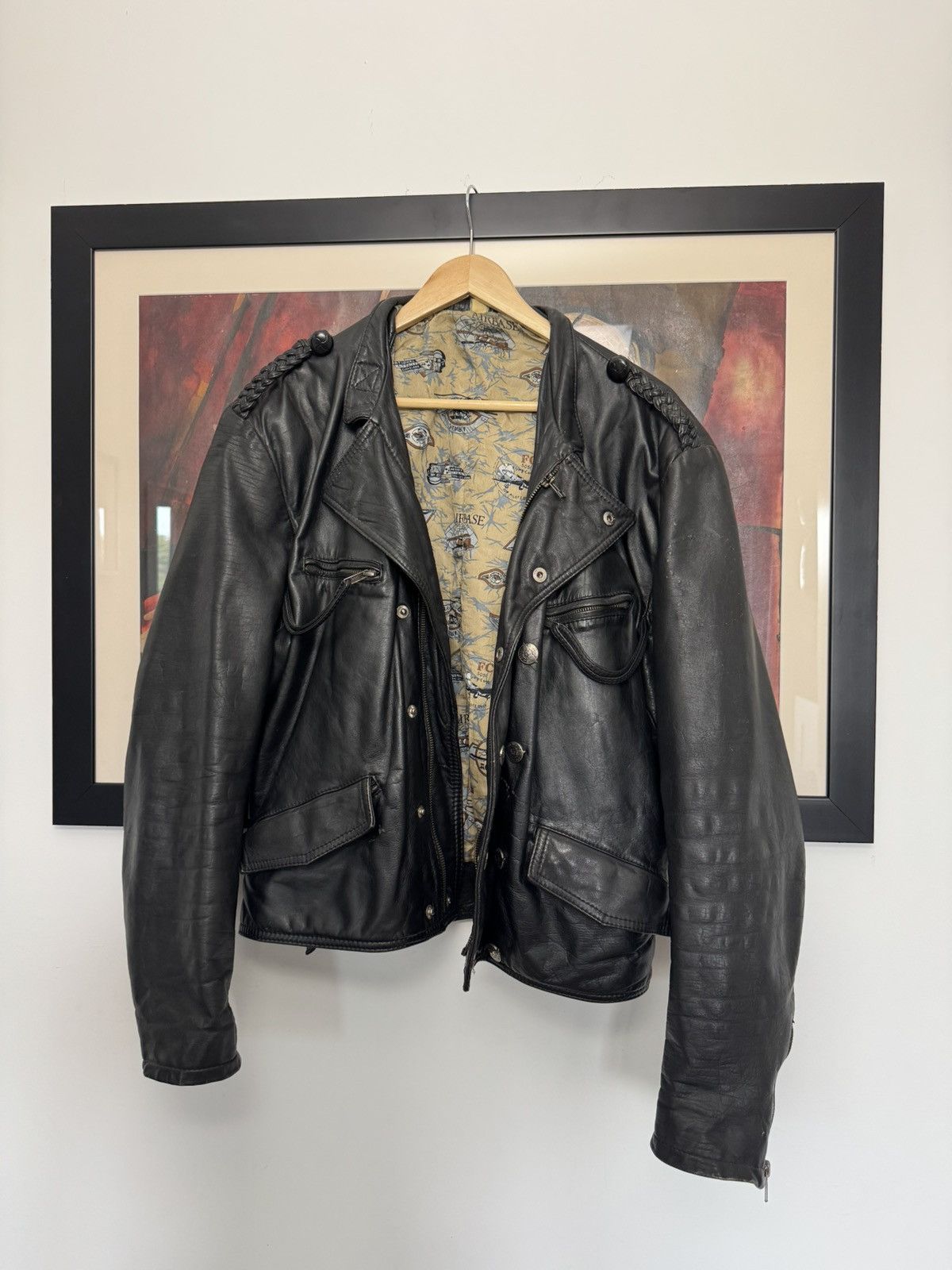 Leather Rare Vintage 90s Leather Jacket High Quality Racing Punk Size US XL / EU 56 / 4 - 2 Thumbnail