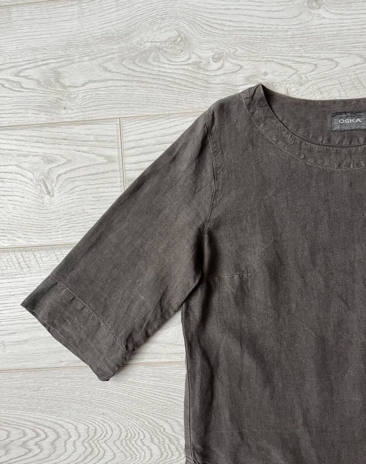 OSKA × Vintage OSKA Linen Asymmetric Hem Blouse – Size III (M/L) Size L / US 10 / IT 46 - 3 Thumbnail