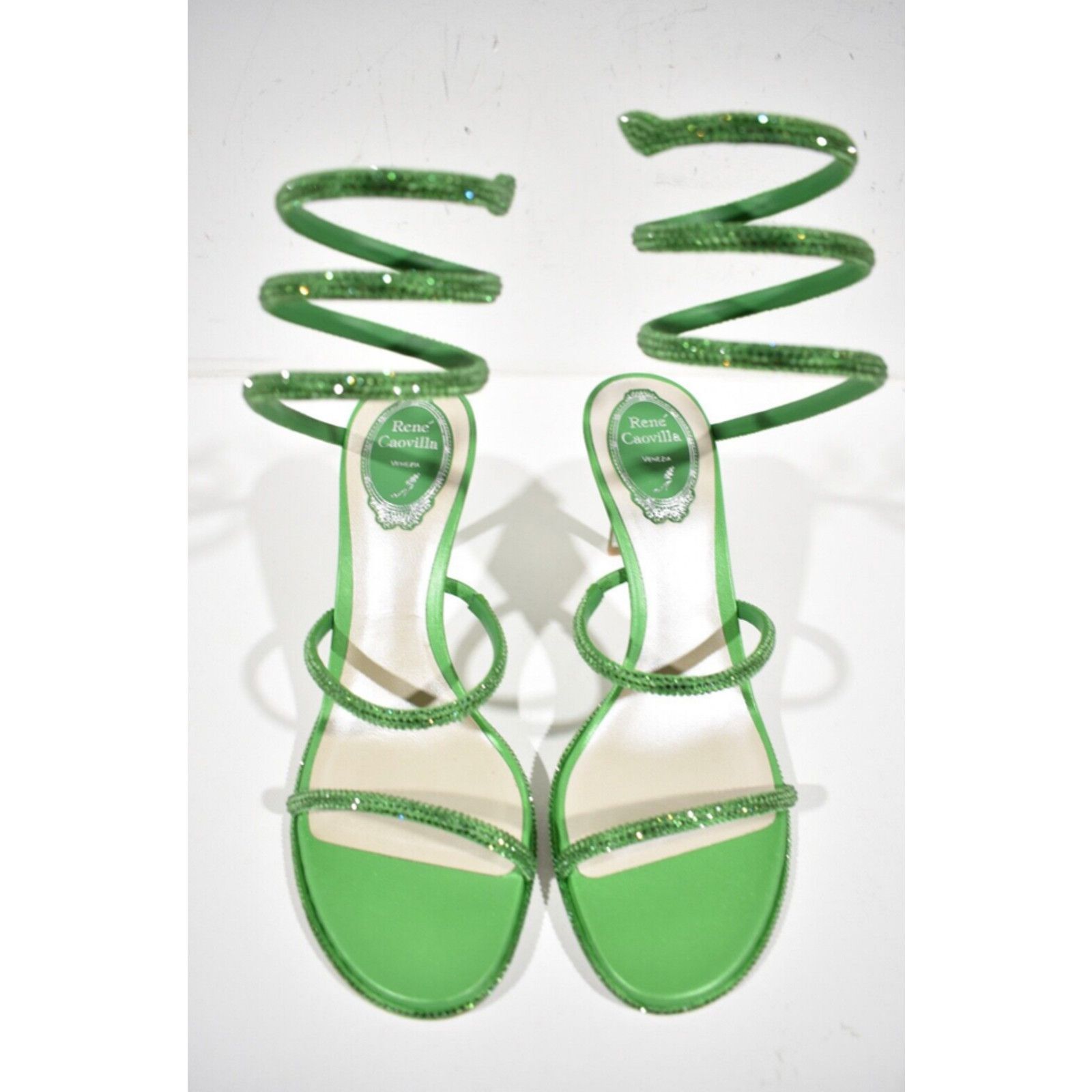 Rene Caovilla Cleo 80 Crystal Snake Ankle Wrap Strap Sandal Heel Pump 37.5 Size US 7.5 / IT 37.5 - 5 Thumbnail