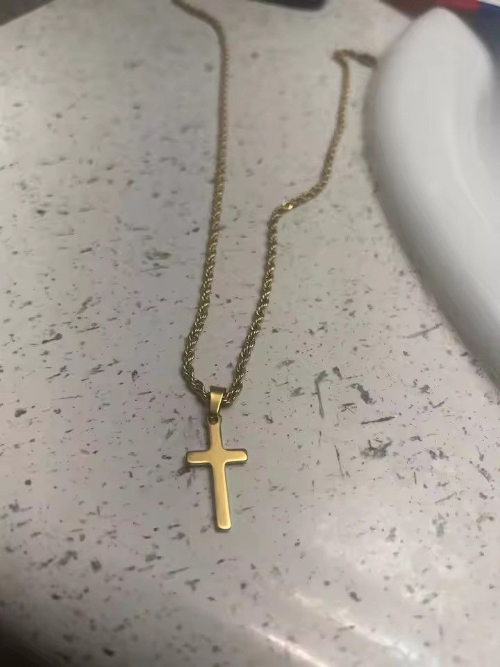 Jewelry Chain Rope Chain Necklace+ Cross Pendant Size ONE SIZE - 1 Thumbnail