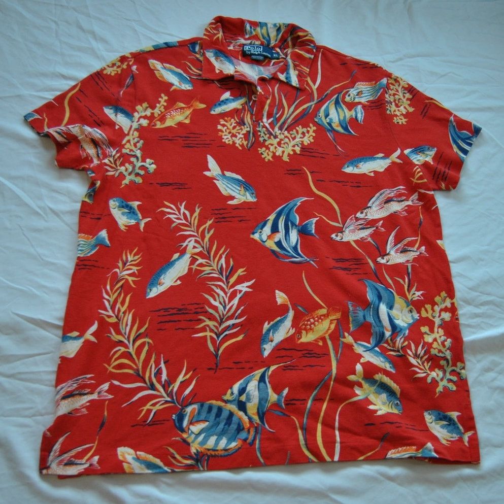 Ralph Lauren Vintage Ralph Lauren XL Hawaiian Tropical Fish Polo Size US XL / EU 56 / 4 - 1 Thumbnail