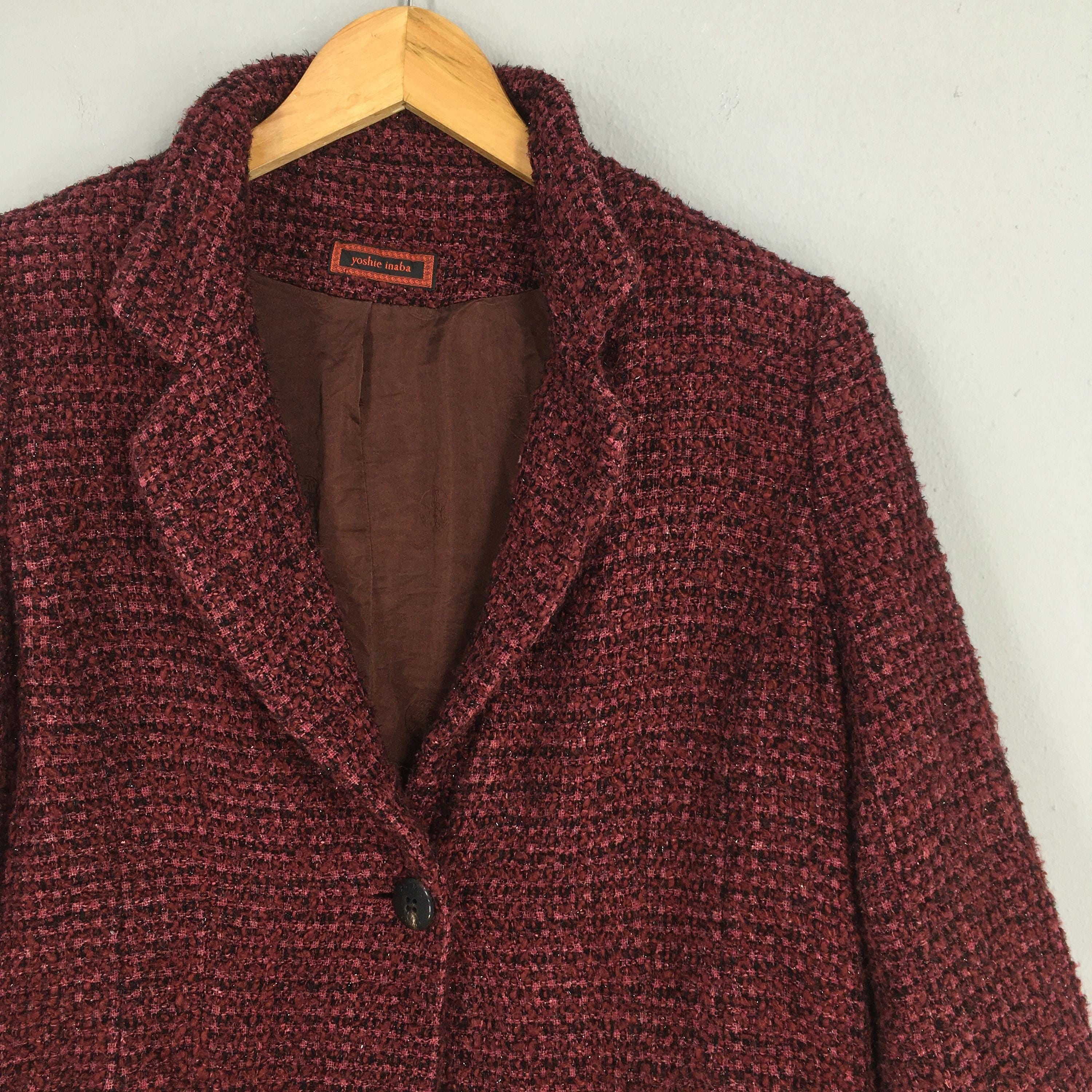 Designer Vintage Yoshie Inaba Women Red Wool Blazer Small Size S / US 4 / IT 40 - 2 Thumbnail