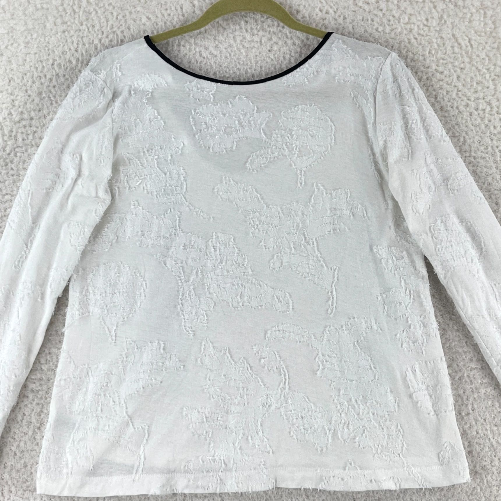 Loft LOFT White Textured Long Sleeve Pullover Shirt Womens Size Small Casual Shirt Size S / US 4 / IT 40 - 2 Thumbnail