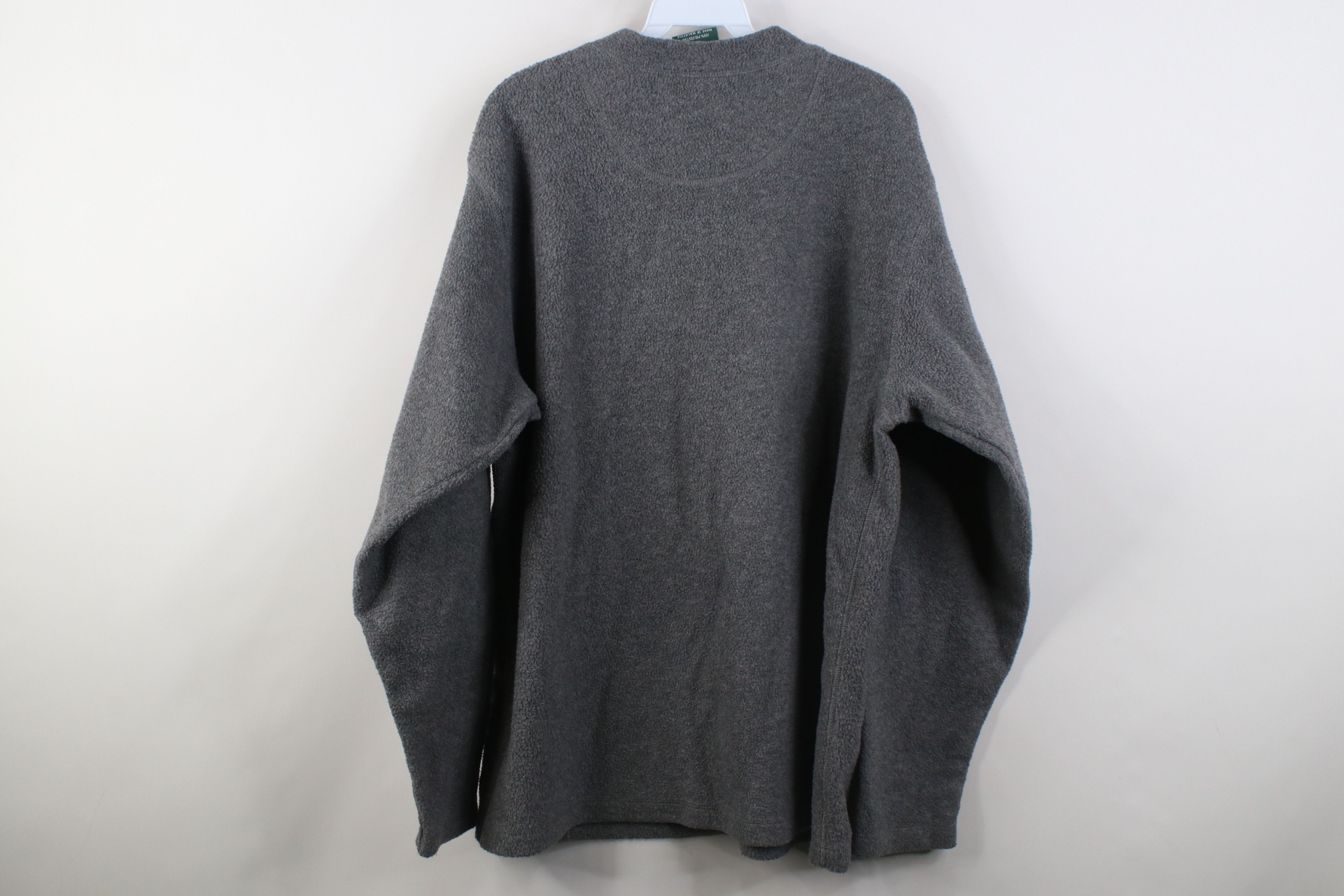 Vintage Vintage 90s Streetwear Blank Fleece Henley Sweater Gray Size US L / EU 52-54 / 3 - 8 Thumbnail