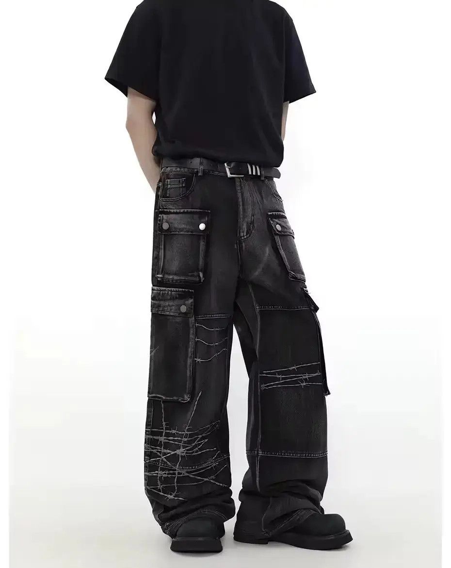 Japanese Brand Y2K Vintage Streetwear Distressed Baggy Cargo Jeans Size US 32 / EU 48 - 2 Thumbnail