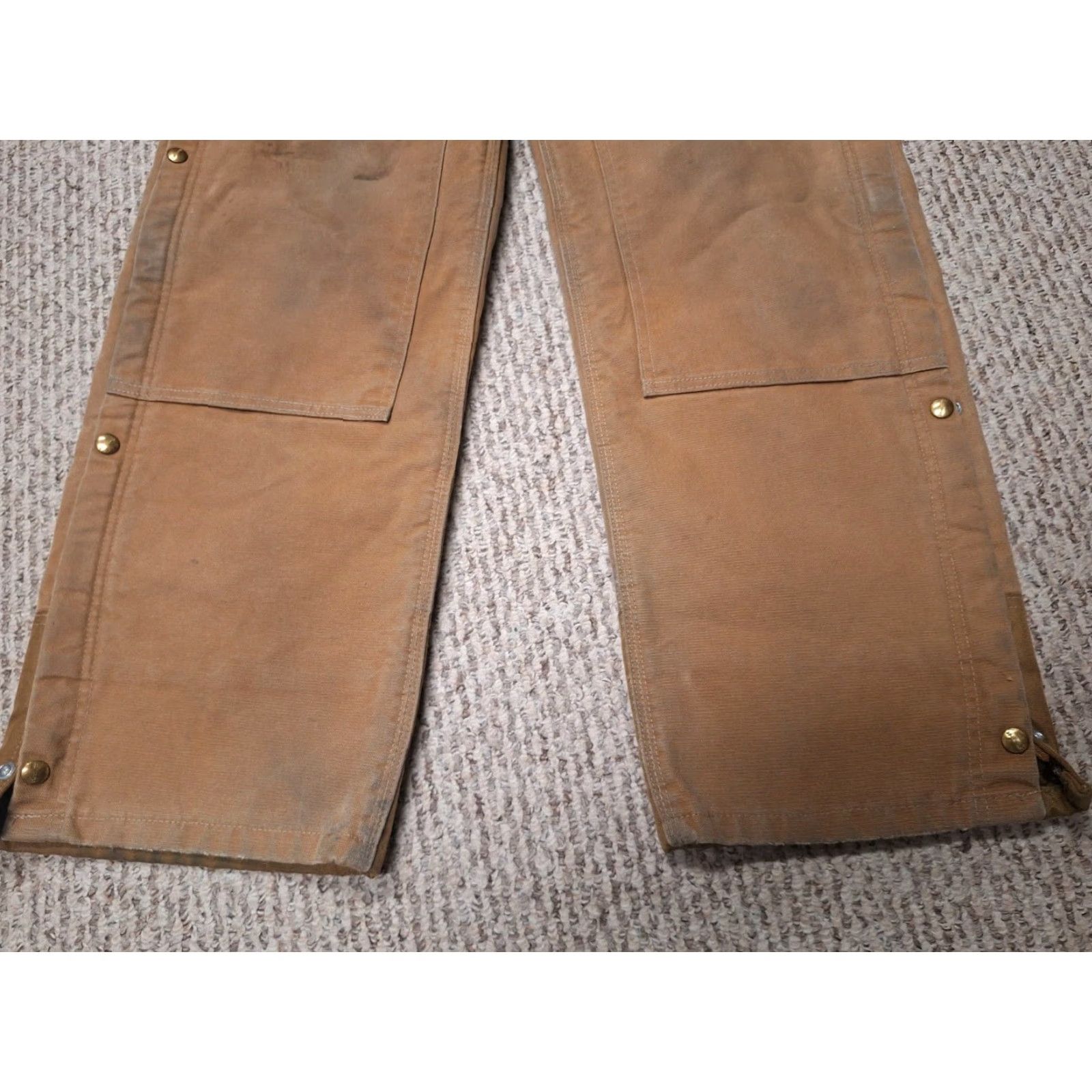 Carhartt VINTAGE Carhartt Distressed Brown Canvas Insulated Quilt Lined Double Knee Overalls 36 Mens Workwear Size US 36 / EU 52 - 2 Thumbnail