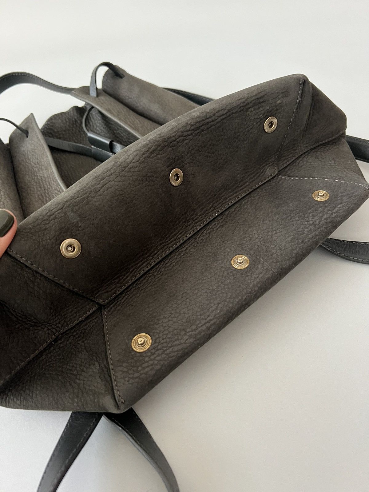 Maison Margiela Maison Margiela Large Nubuck Leather Bucket Bag In Dark Grey Size ONE SIZE - 9 Thumbnail