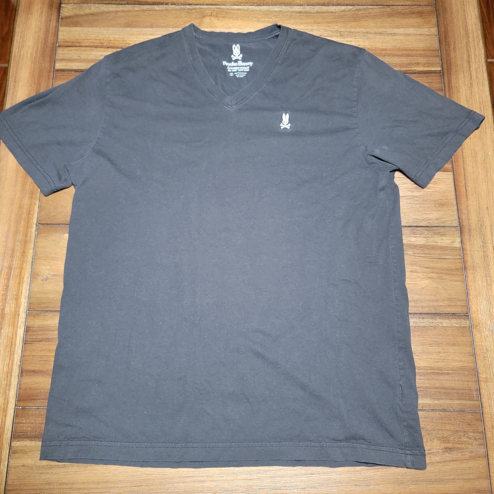 Psycho Bunny Psycho Bunny Black V-Neck Unisex Tee - Size 7 (Large) Size US L / EU 52-54 / 3 - 1 Thumbnail