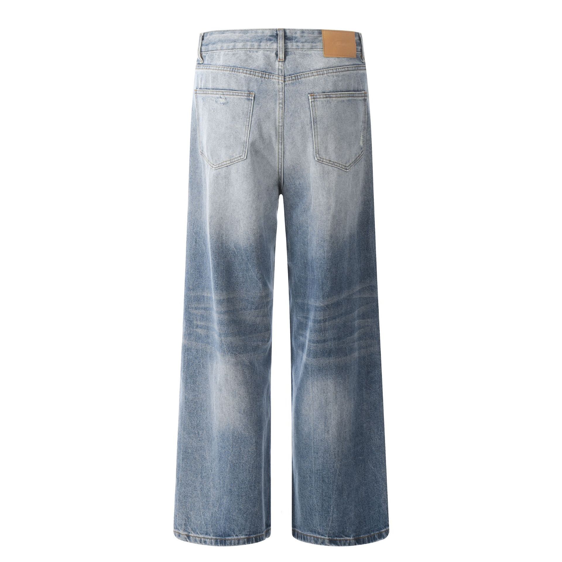 Japanese Brand × Jean American retro men's loose washed straight ripped jeans Size US 34 / EU 50 - 2 Thumbnail