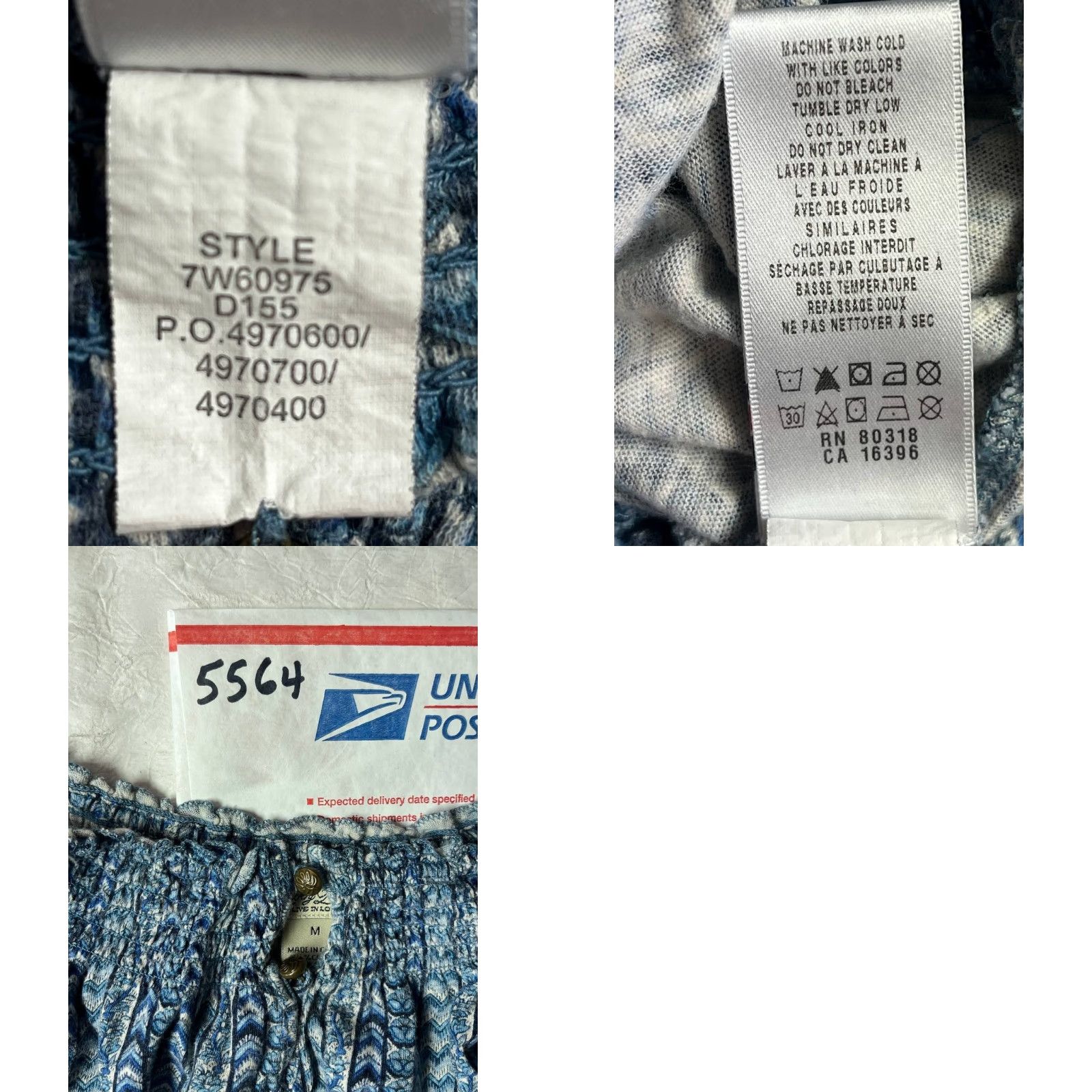 Lucky Brand Lucky Brand Boho Relaxed Fit Blouse Womens Medium Pullover Top Blue Size M / US 6-8 / IT 42-44 - 8 Thumbnail