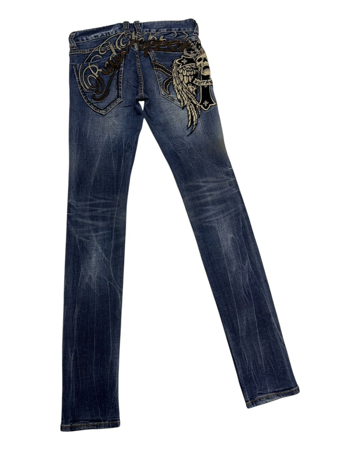 If Six Was Nine ☠️Red Pepper Skull Embroidery Skinny Jeans Size 26" / US 2 / IT 38 - 4 Thumbnail