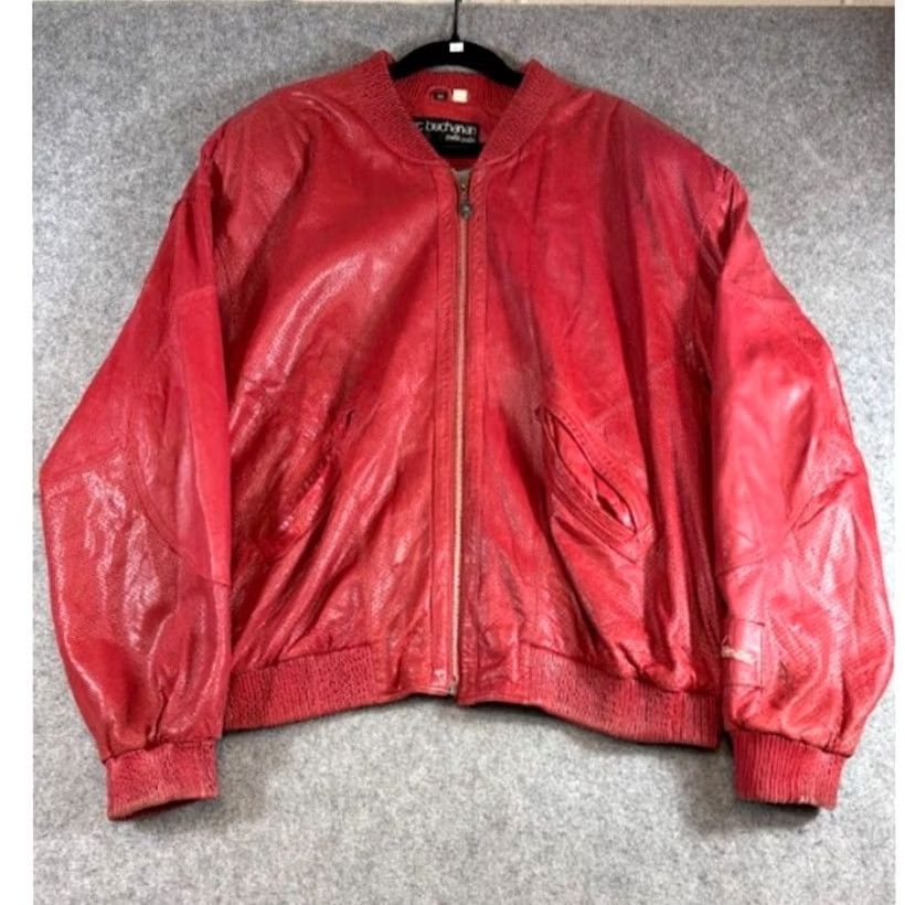Pelle Pelle VINTAGE Pelle Pelle Marc Buchanan Leather Bomber Jacket Men 48 Red Zip Up Streetwear Ladies? Size US M / EU 48-50 / 2 - 2 Thumbnail