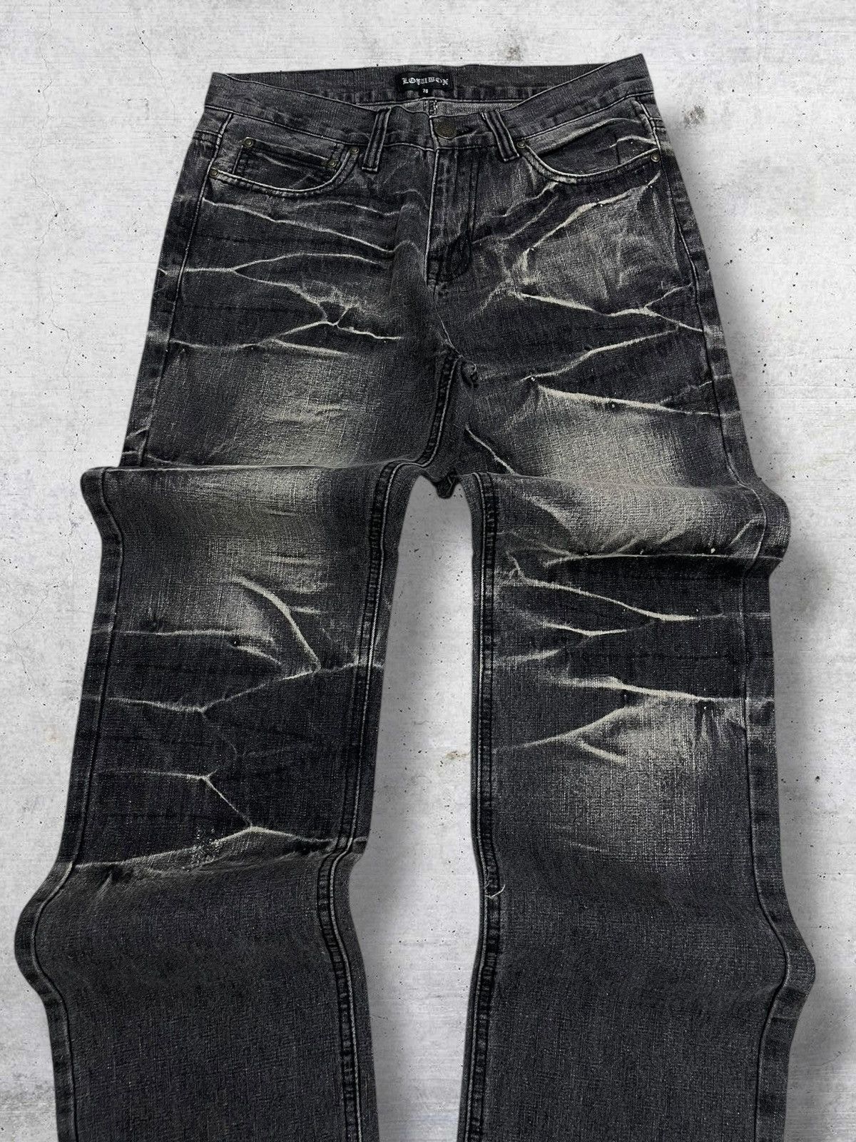 LOWBOX VINTAGE LOWBOX JAPAN OG 90S DESIGNER 3D WHISKER EFFECT DENIM Size US 29 - 4 Thumbnail