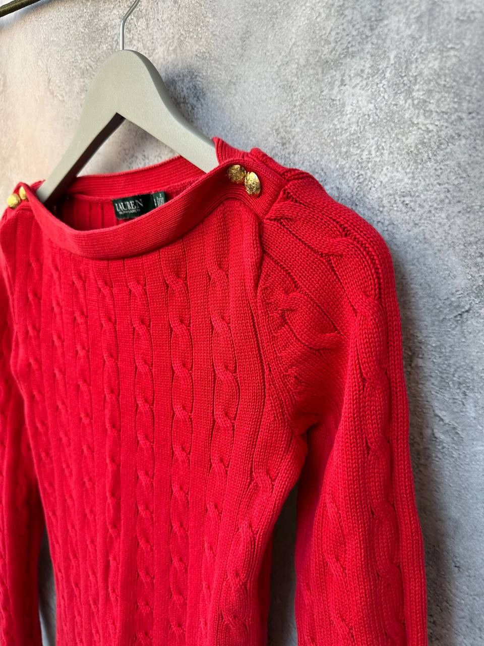 Lauren Ralph Lauren Lauren Ralph Lauren Cable Knit Sweater Red Jumper Boat Neck Size S / US 4 / IT 40 - 6 Thumbnail