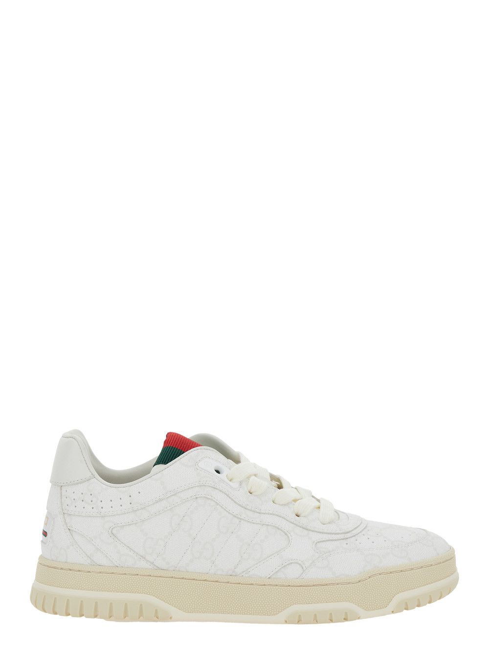 Gucci 'Re-Web' White Low Top Sneakers with All-Over GG Motif in Leather Woman Size US 6.5 / IT 36.5 - 1 Thumbnail