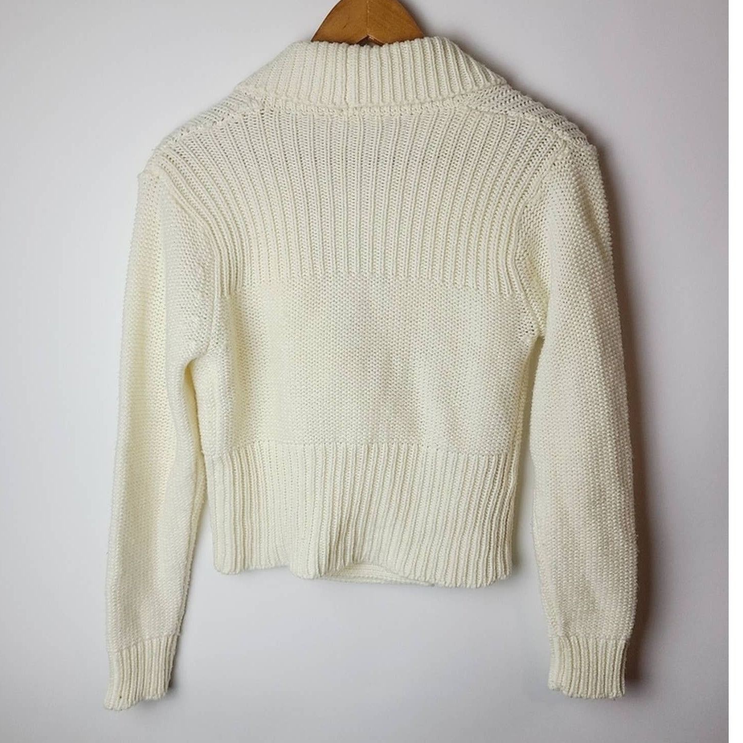Vintage Vintage 70s White Satisfaction Always Knit Cardigan Sweater Size L / US 10 / IT 46 - 2 Thumbnail