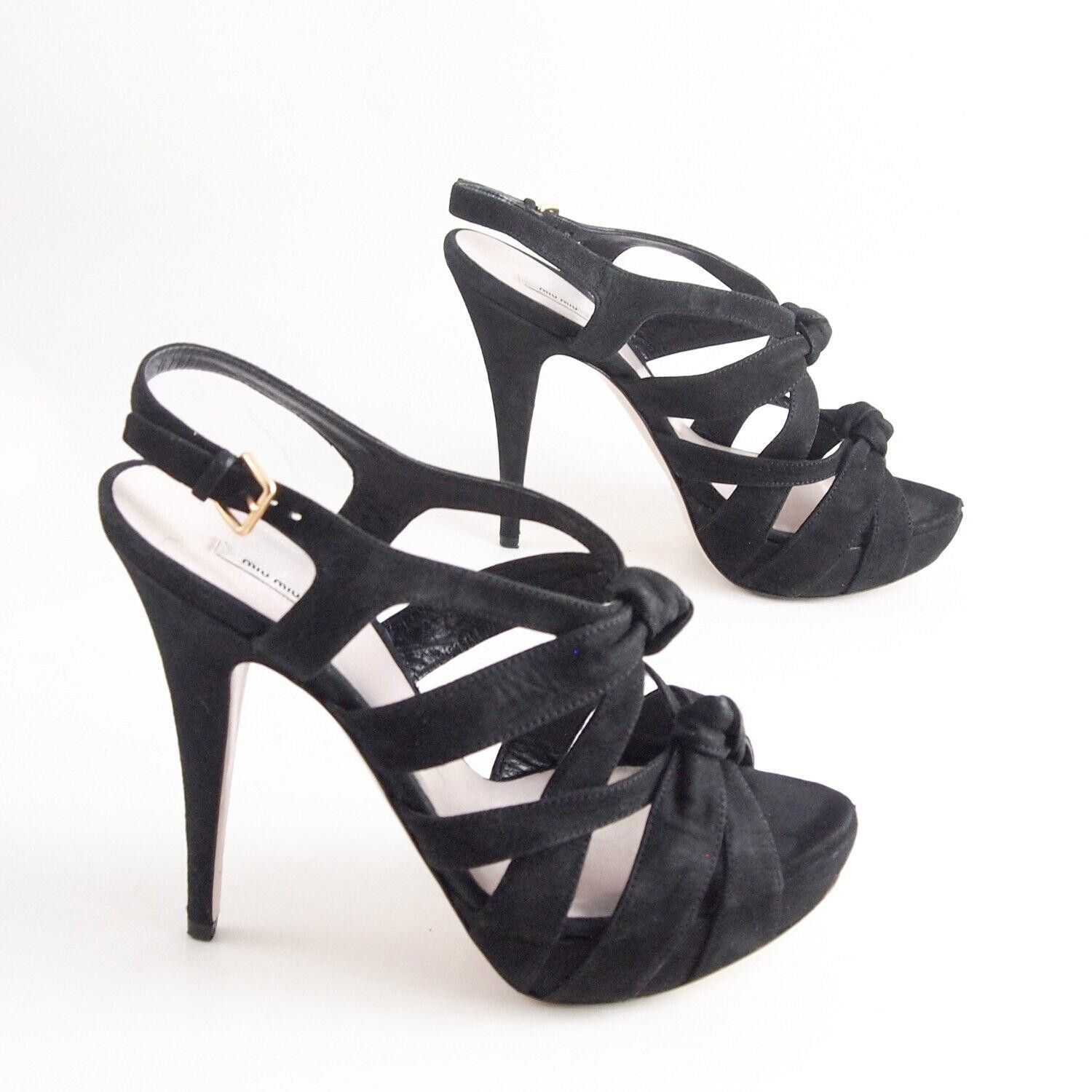 Miu Miu Miu Miu Cage Sandal High Heel Black Suede US 9.5 EU 39.5 Size US 9.5 / IT 39.5 - 5 Thumbnail