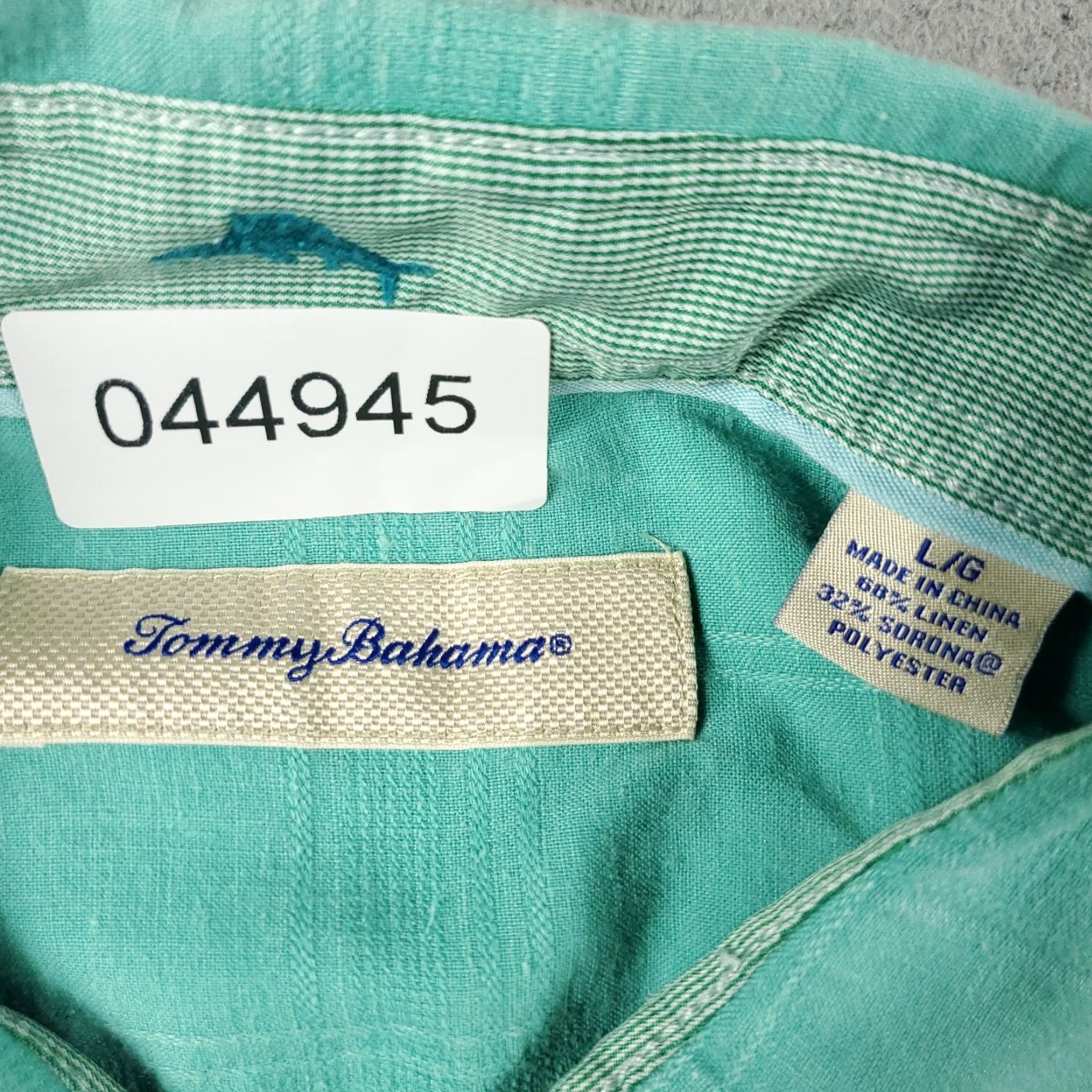 Tommy Bahama Tommy Bahama Shirt Mens Large Turquoise Linen Blend Cotton Solid Button Up Long Sleeve Size US L / EU 52-54 / 3 - 6 Thumbnail