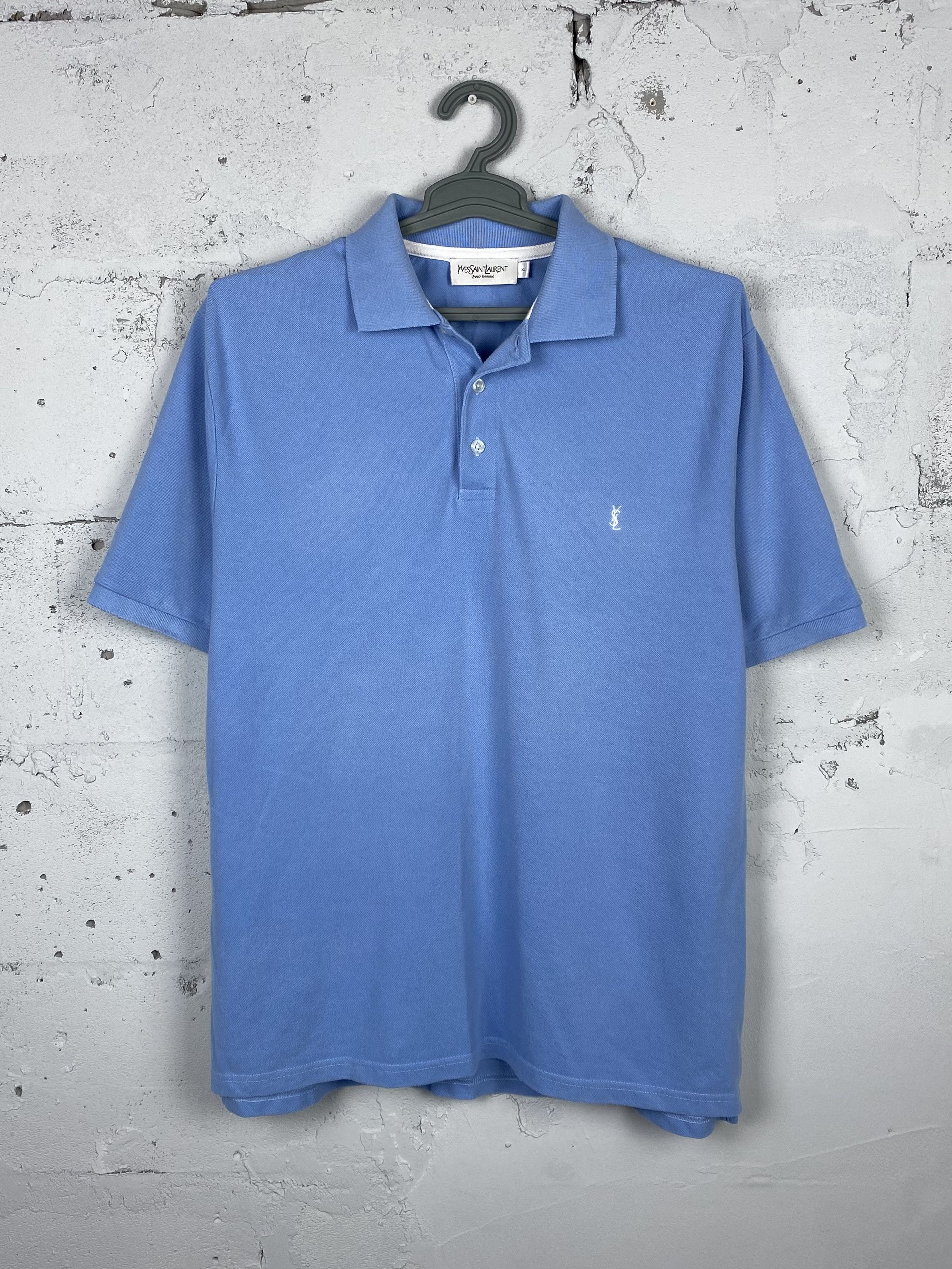 イヴサンローラン　ブルー Polo Shirt Ysl Blue Shirt Yves Saint Laurent Vintage Yves Saint