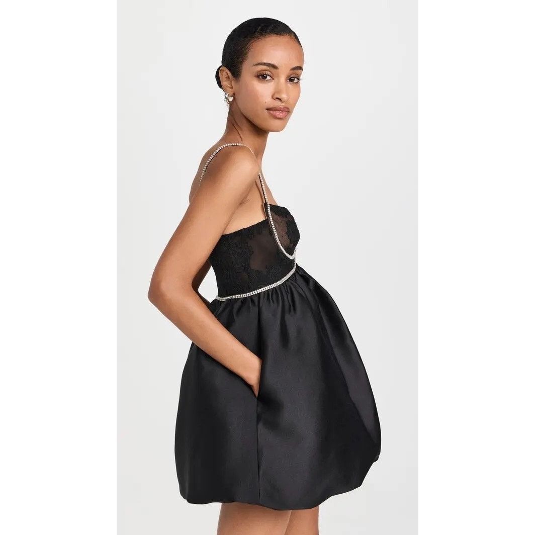 Self-Portrait Self Portrait Black Taffeta Diamante Mini Dress sz US4 UK8 Size S / US 4 / IT 40 - 4 Thumbnail