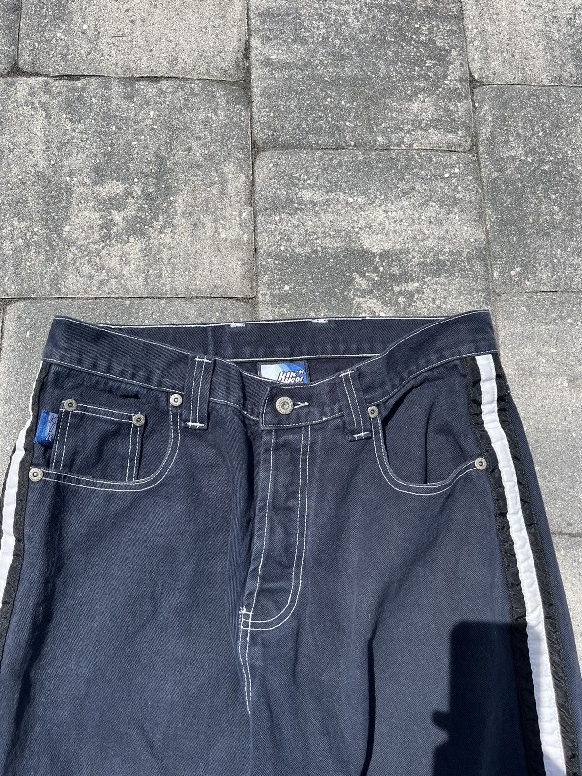 JNCO × Vintage Vintage Y2K Skater Striped Kik Wear Baggy Jeans Size US 34 / EU 50 - 2 Thumbnail