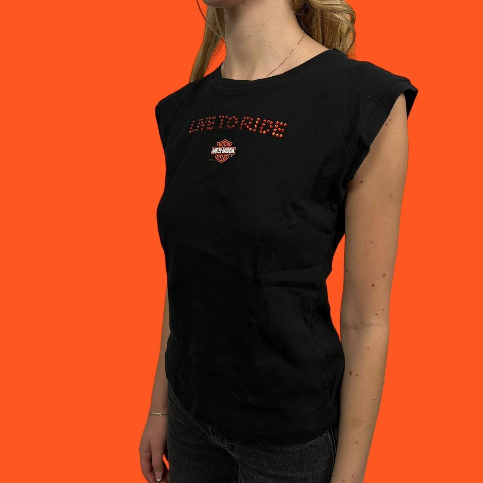 Harley Davidson Vintage Woman’s Harley Davidson Live To Ride Tee Rhinestone Size M / US 6-8 / IT 42-44 - 6 Thumbnail