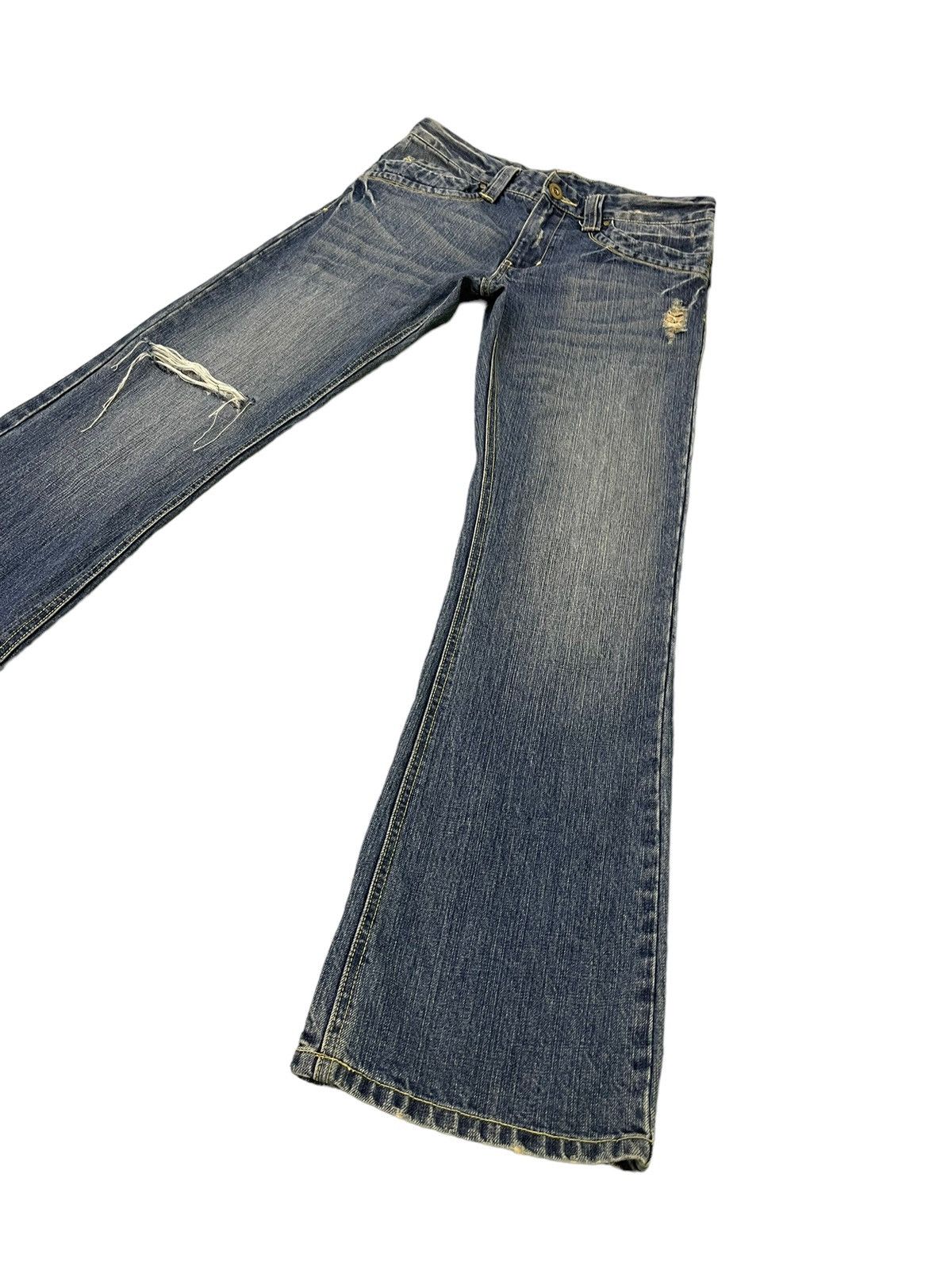 Japanese Brand Flare Jeans Kissmark Faded Distress Boot Cut 8🟦2 Size US 31 - 12 Thumbnail