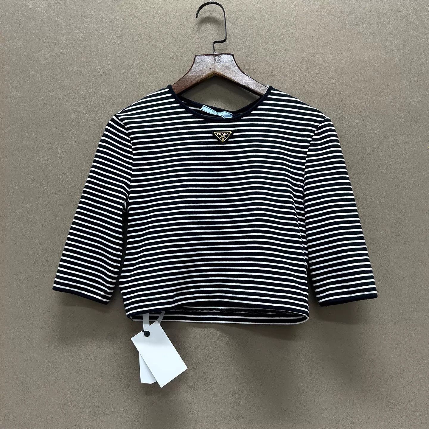Prada Prada New B&W stripe crewneck short tee 38 Size XS / US 0-2 / IT 36-38 - 1 Thumbnail